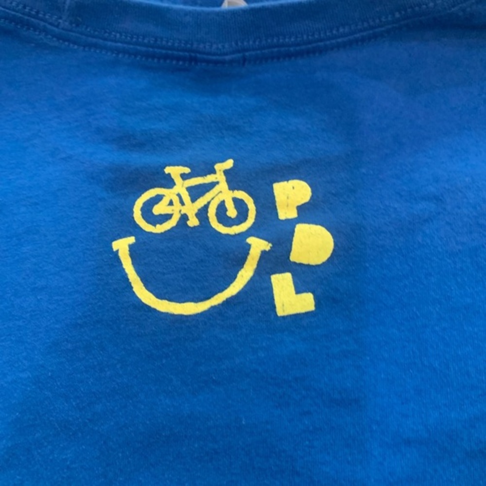 PDL‎ Don’t Worry Bike Happy Tee Shirt Size XL Blue - Picture 2 of 6